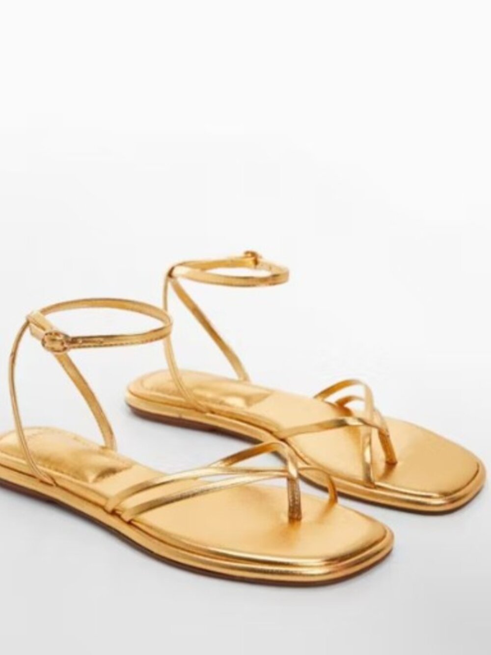 NIB Mango Gold Strap Sandals 8.5
